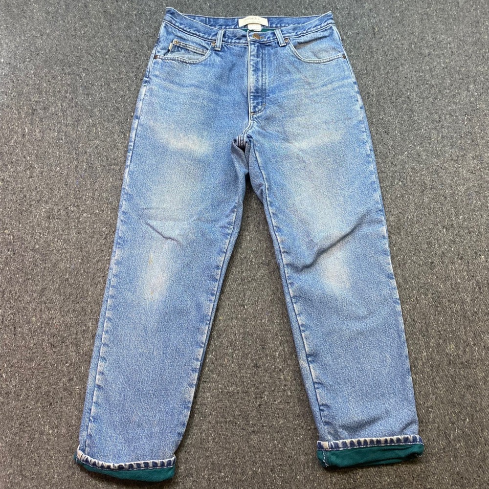 LL Bean Double L Jeans Sz 33 Mens Blue Fleece Lined Classic Fit Straight Leg